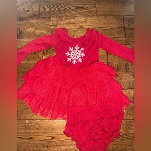 Little Sleepies Red Snowflake Dress Size 12/18 Month